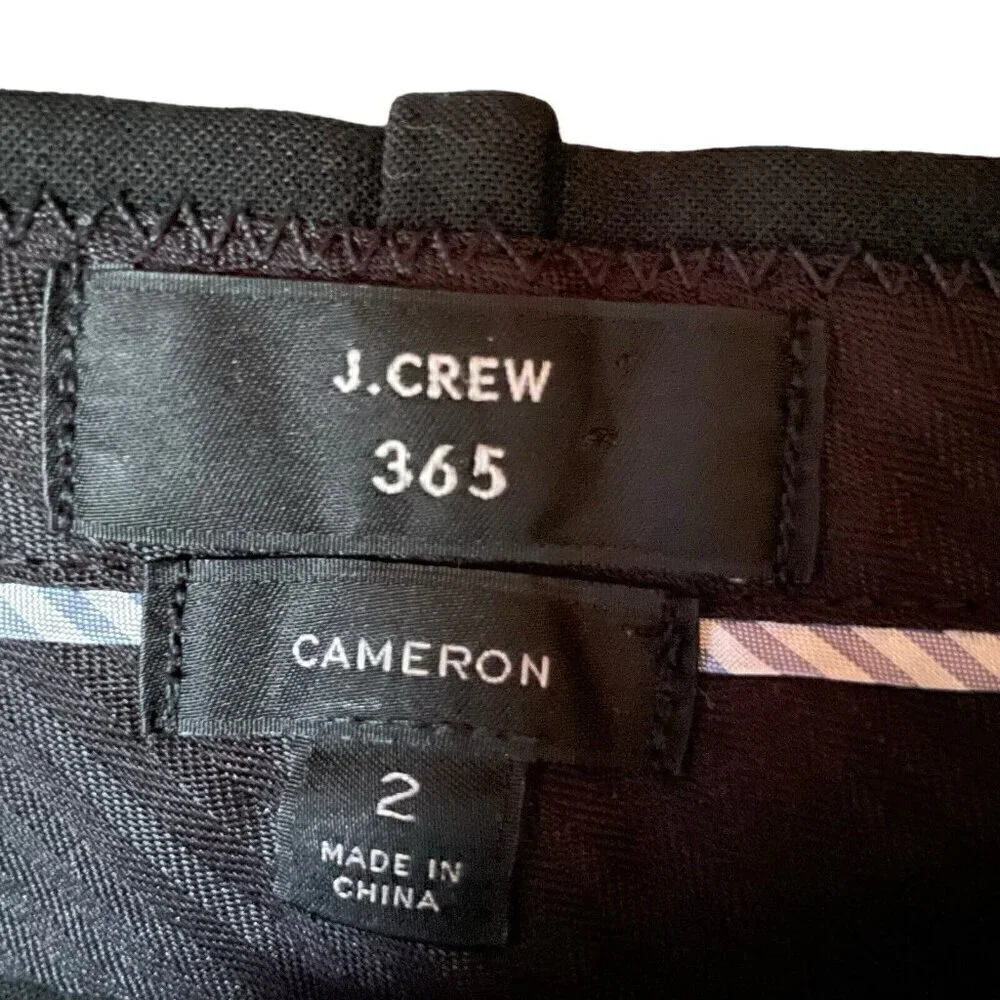 J Crew 365 Womens Cameron Pant Sz 2 Black Slim Cropped 4 Season Stretch Preppy